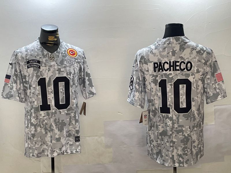 Men Kansas City Chiefs 10 Pacheco Nike Arctic Camo 2024 Salute to Service Limited NFL Jersey style 1
